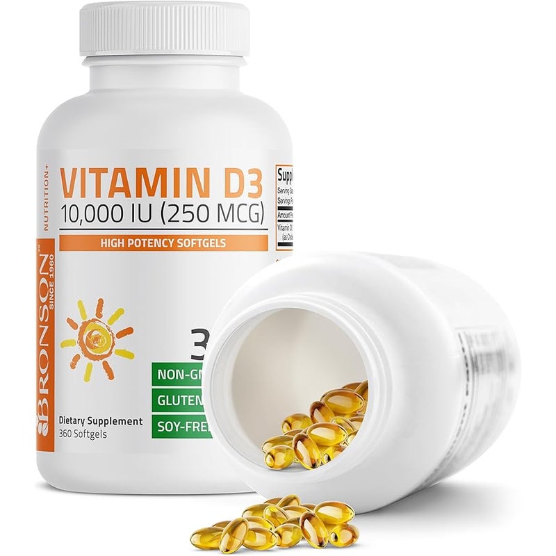 Bronson Vitamin D3 10,000 IU (250 mcg) High Potency - Supports Healthy Immune System, Strong Bones, Muscles & Teeth - Non GMO, 360 Softgels - Image 5