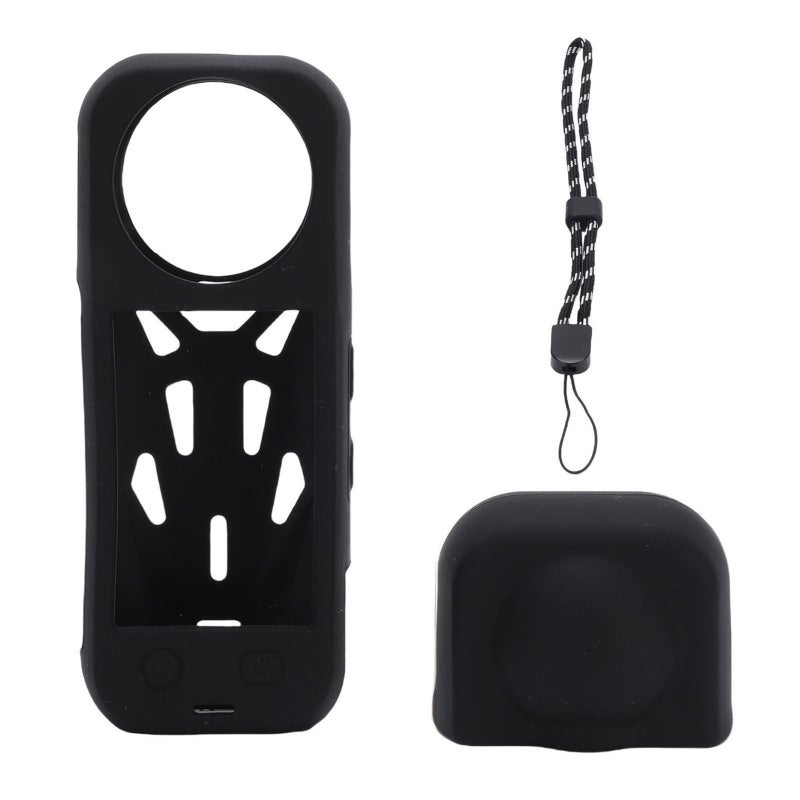 Silicone Case For Insta360 X5: Black Anti-slip Soft Protective Cover - Unobstructed Lens Comfortable Grip Case For Outdoor Adventure 360 Panoramic Filming - Image 1
