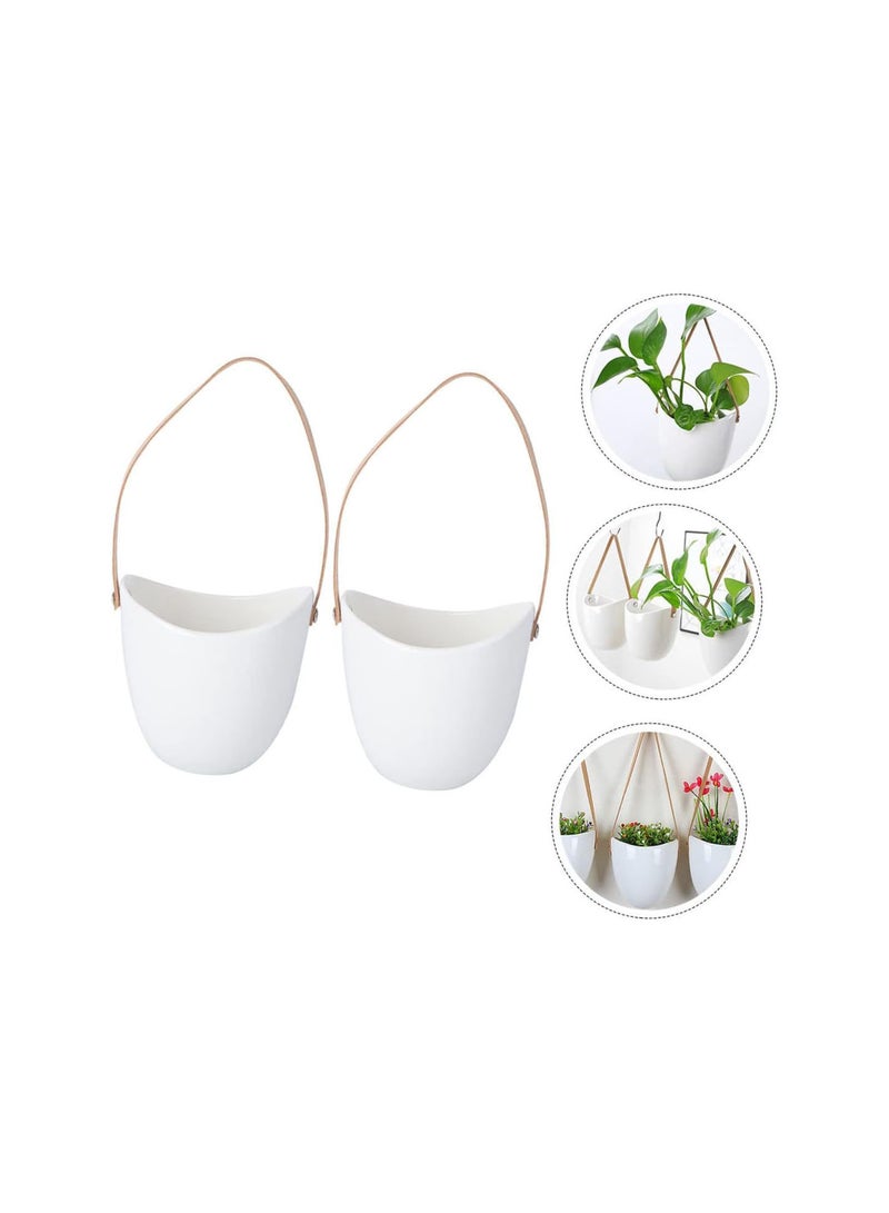 GGOOT 2pcs Belt Hanging Flower Pot Air Plant Holder Hanging Pot Wall Plant Pots Para De Mujer Interior Mini Succulent Plants Coat Hanger Stand Hanging Succulents Pot  - Image 2
