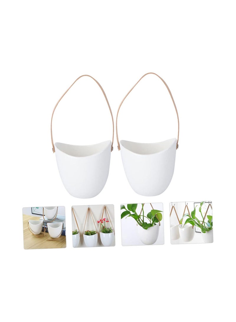 GGOOT 2pcs Belt Hanging Flower Pot Air Plant Holder Hanging Pot Wall Plant Pots Para De Mujer Interior Mini Succulent Plants Coat Hanger Stand Hanging Succulents Pot  - Image 5