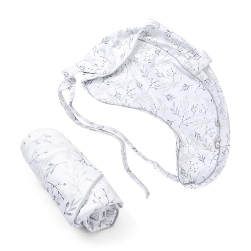Boppy Uplift Nursing Pillow Cover Soft Washable Microfiber Bottle Breastfeeding Pillow Cover with Belt Uplift Feeding Pillow Sold Separately Gray Gentle Leaves