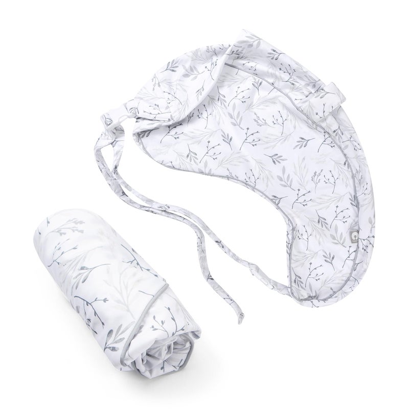 Boppy Uplift Nursing Pillow Cover Soft Washable Microfiber Bottle Breastfeeding Pillow Cover with Belt Uplift Feeding Pillow Sold Separately Gray Gentle Leaves - Image 2
