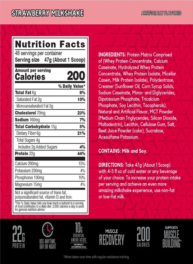 BSN SYNTHA-6 Whey Protein Powder with Micellar Casein, Milk Isolate, Strawberry Milkshake, 48 Servings (Packaging May Vary) - Image 2