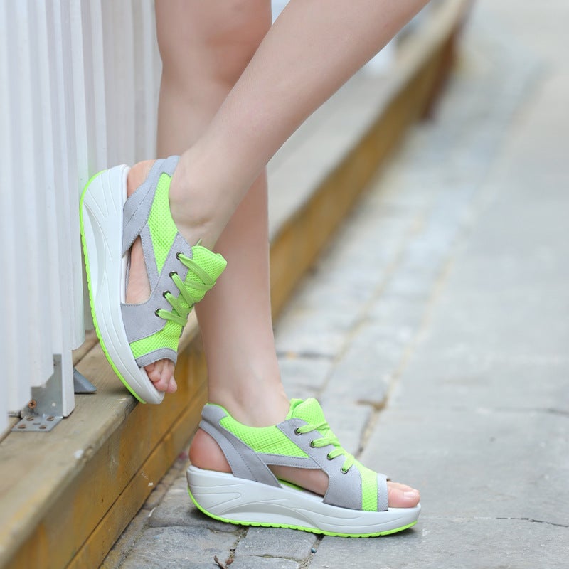 2018 New Platform Sandals Thick-Soled Wedge Breathable Rocking Shoes Women'S Mesh Shoes Comfortable Sports And Leisure Women'S Shoes - Image 5