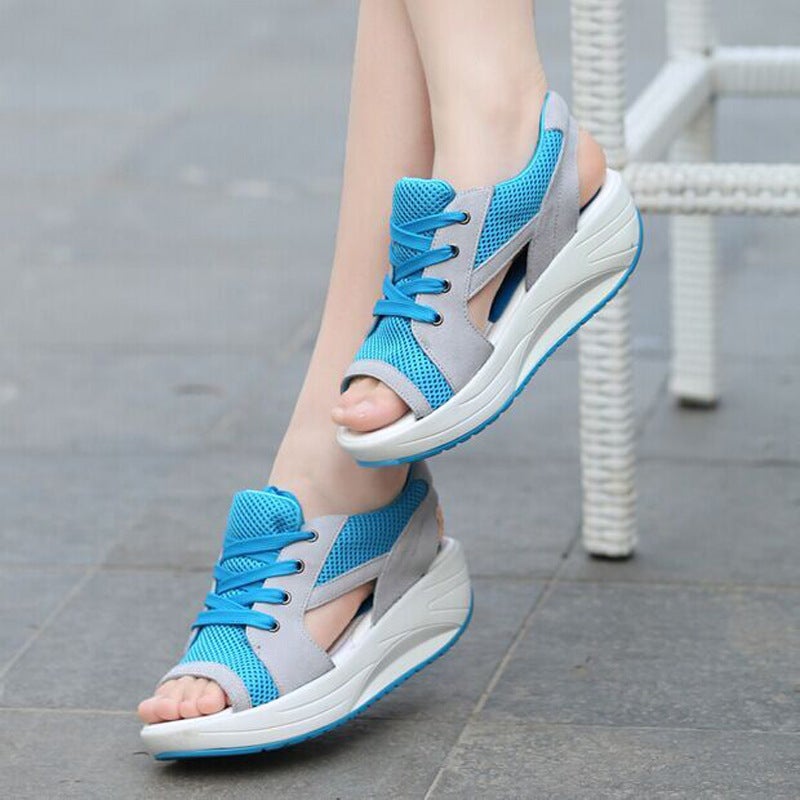 2018 New Platform Sandals Thick-Soled Wedge Breathable Rocking Shoes Women'S Mesh Shoes Comfortable Sports And Leisure Women'S Shoes - Image 2