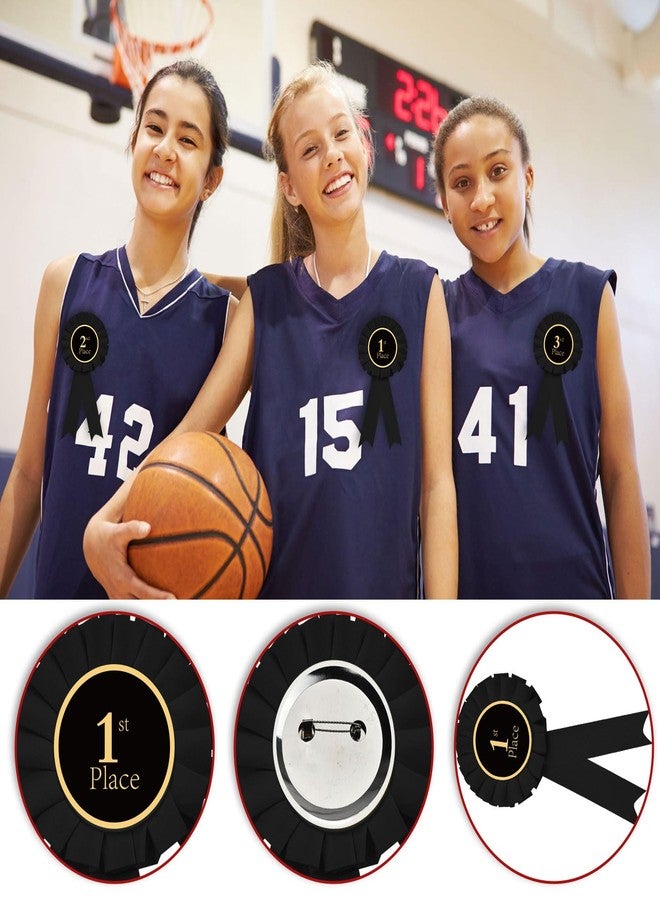 GDTO8820 Award Ribbon Rosette Set Satin Participation Ribbon Honorable Ribbon Badge Black Prize Ribbons 1st 2nd 3rd Place Medals for Classroom Prize Science Fair Talent Show Spelling Bee (3 pcs Black) - Image 4