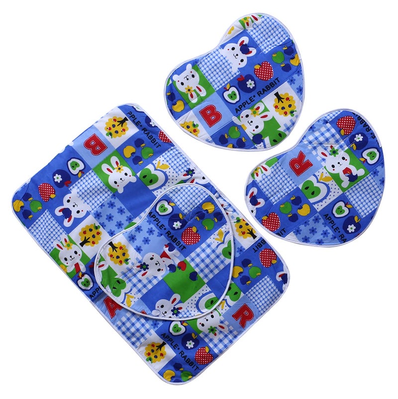 Kuber Industries Soft Cotton RABIT Print Mattress Crib Sheet/Baby Sleeping Sheet/Bed with 3 Petch for Baby 24"x36" (Blue) - Image 1