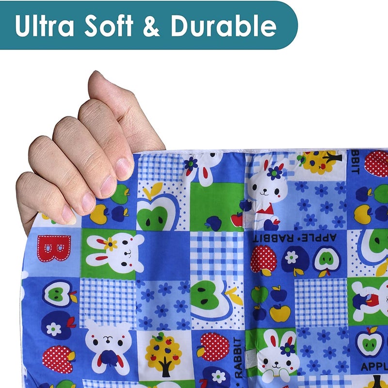 Kuber Industries Soft Cotton RABIT Print Mattress Crib Sheet/Baby Sleeping Sheet/Bed with 3 Petch for Baby 24"x36" (Blue) - Image 3