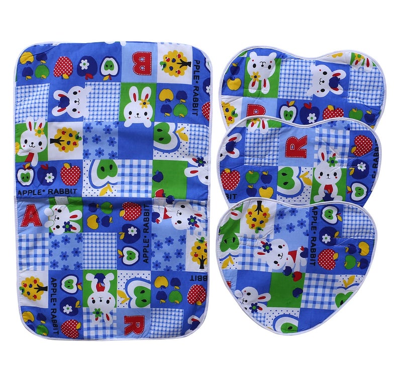 Kuber Industries Soft Cotton RABIT Print Mattress Crib Sheet/Baby Sleeping Sheet/Bed with 3 Petch for Baby 24"x36" (Blue) - Image 2