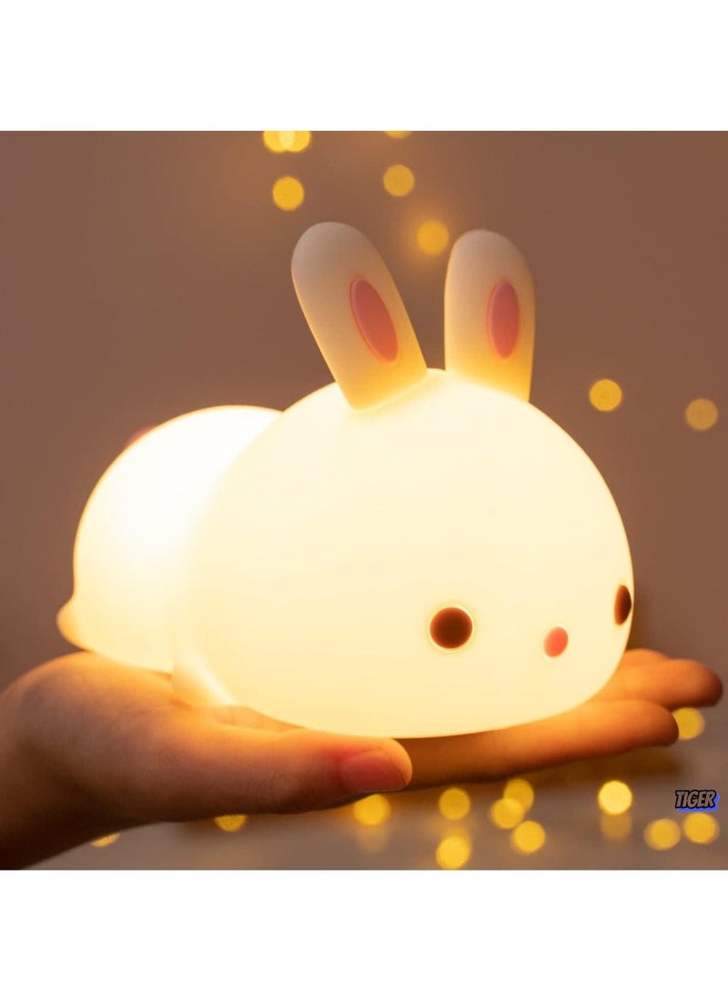 TIGER Cute Bunny Kids Night Light – Soft LED Bunny Lamp for Children, Dimmable & Rechargeable, Perfect for Bedrooms, Nursery, and Sleep, Ideal Gift for Toddlers & Babies - Image 1