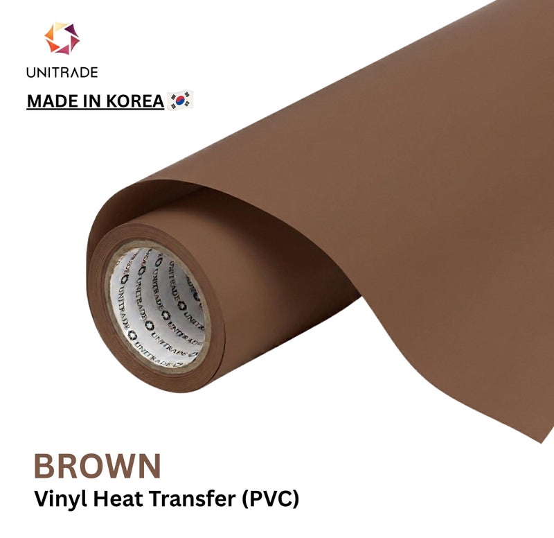 UNITRADE® Easy Cut (PVC) Brown Heat Transfer Vinyl Roll/ Compatible with Cricut, Silhouette, Professional Cutters / CPSIA Certified / Made in Korea - Image 1