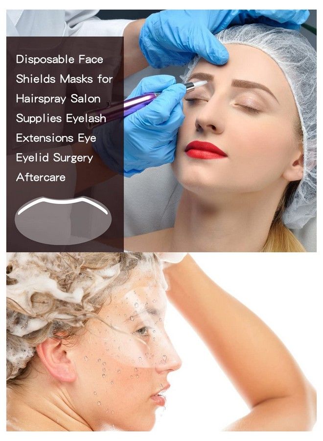 EBANKU 100 Pcs Microblading Permanent Makeup Shower Face Shields Visors Disposable Face Shields Masks For Hairspray Salon Supplies And Eyelash Extensions Eye Eyelid Surgery Aftercare  - Image 5