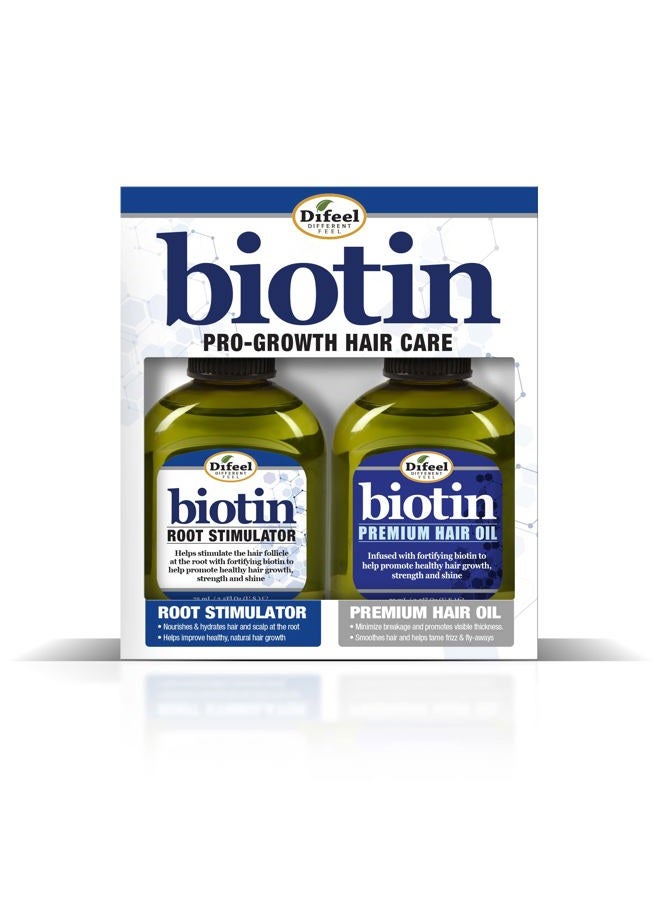 difeel Biotin Pro-Growth Root Stimulator & Difeel Biotin Premium Hair OIl 2.5 oz. - 2-PIECE Boxed Gift Set - Biotin Hair Treament Collection for Hair Growth - Image 1