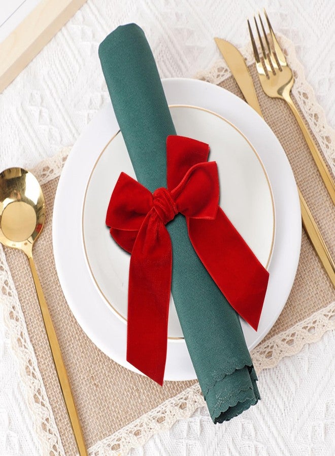 Opexscal Velvet Bow Napkin Rings, Set of 4 Christmas Bowknot Napkin Holder Ring Dining Table Decor for Xmas Dinner Parties Wedding Holiday Home Table Setting(Red Bow) - Image 4