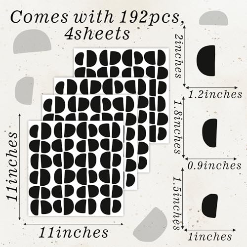 Kazova Geometric Wall Decals Vinyl Black Wall Stickers Abstract Art Sticker Modern Stickers Irregular Half Circle Arch Decal Peel and Stick Boho Black Wall Decals for Bedroom Living Room Decor - Image 2