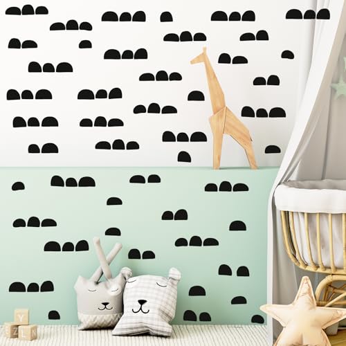 Kazova Geometric Wall Decals Vinyl Black Wall Stickers Abstract Art Sticker Modern Stickers Irregular Half Circle Arch Decal Peel and Stick Boho Black Wall Decals for Bedroom Living Room Decor - Image 5