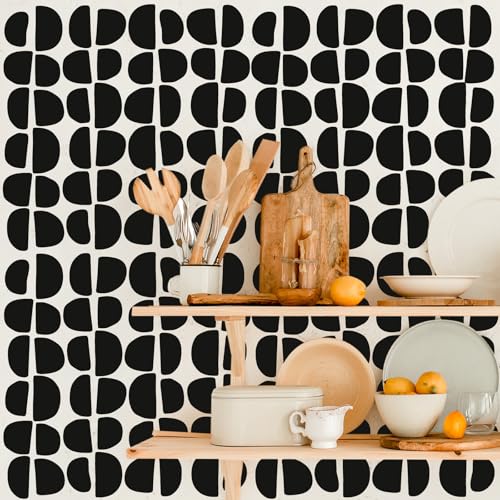 Kazova Geometric Wall Decals Vinyl Black Wall Stickers Abstract Art Sticker Modern Stickers Irregular Half Circle Arch Decal Peel and Stick Boho Black Wall Decals for Bedroom Living Room Decor - Image 4
