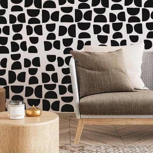 Kazova Geometric Wall Decals Vinyl Black Wall Stickers Abstract Art Sticker Modern Stickers Irregular Half Circle Arch Decal Peel and Stick Boho Black Wall Decals for Bedroom Living Room Decor - Image 3