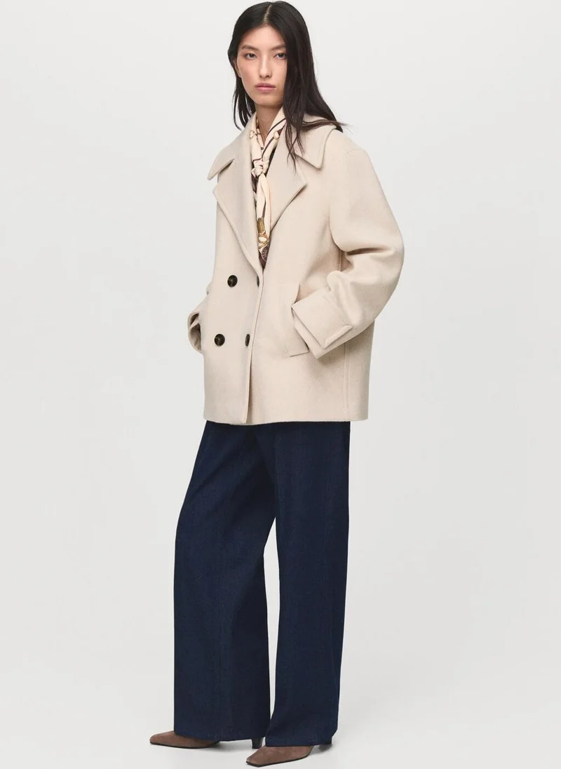MANGO Double-breasted wool-blend coat