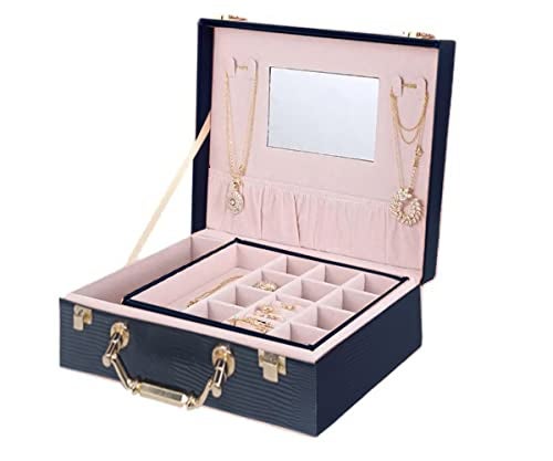 Sagrach Jewelry Storage Showcase | Waterproof PU Leather Surface Jewellery Boxes for Women Girls (Black, 23.5cm x 8.5cm x 18.5cm) - Image 1