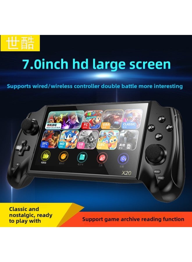X20 Handheld Hd Large Screen Retro Double 7inch Handheld PSP Nostalgic Rocker Home Arcade Game Console-Model:X20 Chinese 16GB