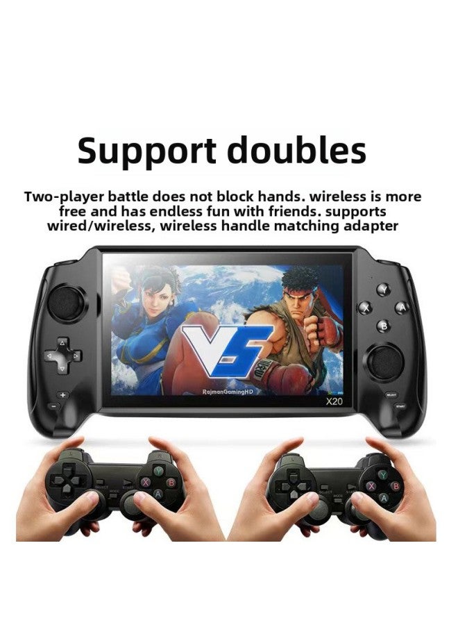 X20 Handheld Hd Large Screen Retro Double 7inch Handheld PSP Nostalgic Rocker Home Arcade Game Console-Model:X20 Chinese 16GB