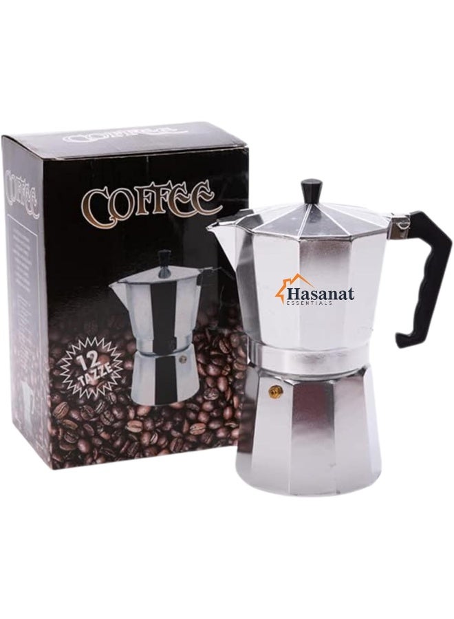 HASANAT ESSENTIALS Essentials Moka Express Aluminium 6 Stage Espresso Maker â€“ Italian Style Stovetop Coffee Percolator Pot  - Image 4