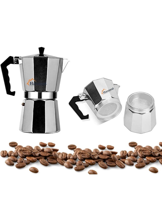 HASANAT ESSENTIALS Essentials Moka Express Aluminium 6 Stage Espresso Maker â€“ Italian Style Stovetop Coffee Percolator Pot  - Image 5