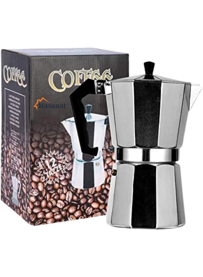 HASANAT ESSENTIALS Essentials Moka Express Aluminium 6 Stage Espresso Maker â€“ Italian Style Stovetop Coffee Percolator Pot  - Image 2