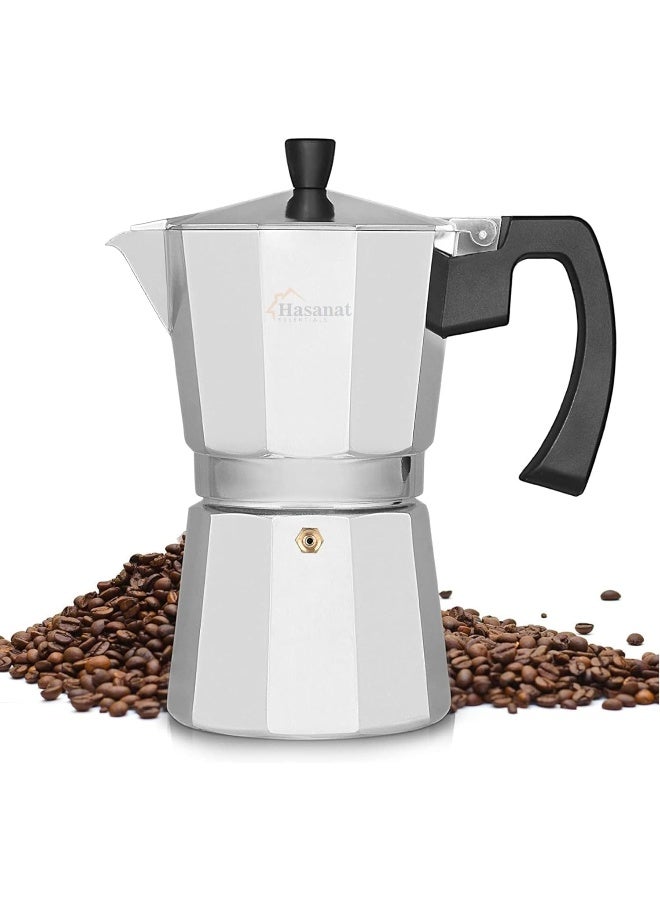 HASANAT ESSENTIALS Essentials Moka Express Aluminium 6 Stage Espresso Maker â€“ Italian Style Stovetop Coffee Percolator Pot  - Image 1