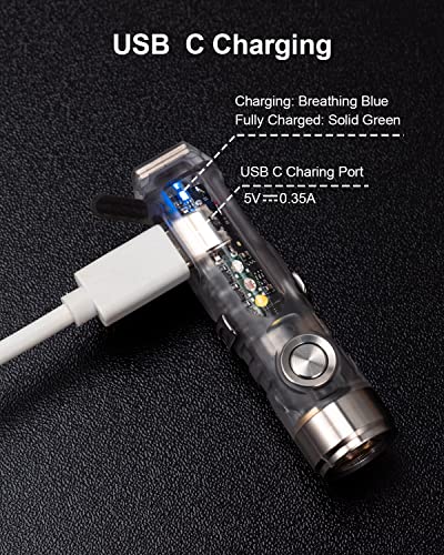 RovyVon A8 4th Gen Rechargeable EDC Flashlight USB C, 650 Lumens Bright Small Keychain Flashlights High Lumens Mini Flashlight, 365nmU/Red/White Sidelight, Magnetic Clip and Tail Base - Image 3