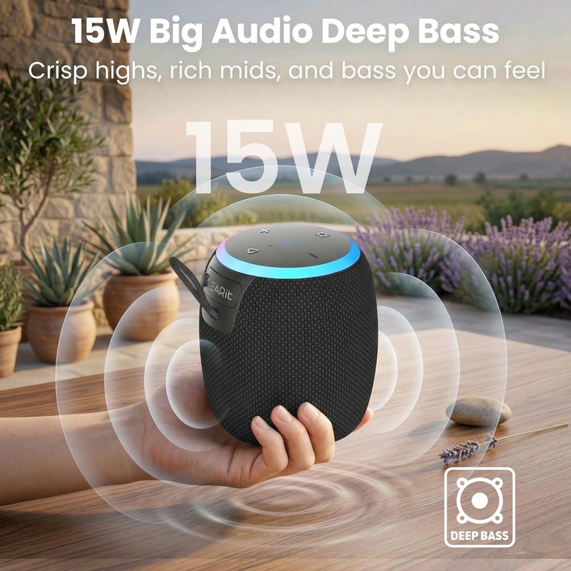 GearIT Portable Bluetooth Speaker Wireless with 15W Loud Sound - IPX6 Water-Resistant Speakers - Fast Connect 5.3 Bluetooth, AUX, and TWS Pairing - Perfect for Gift/Home/Outdoor/Party - Image 2
