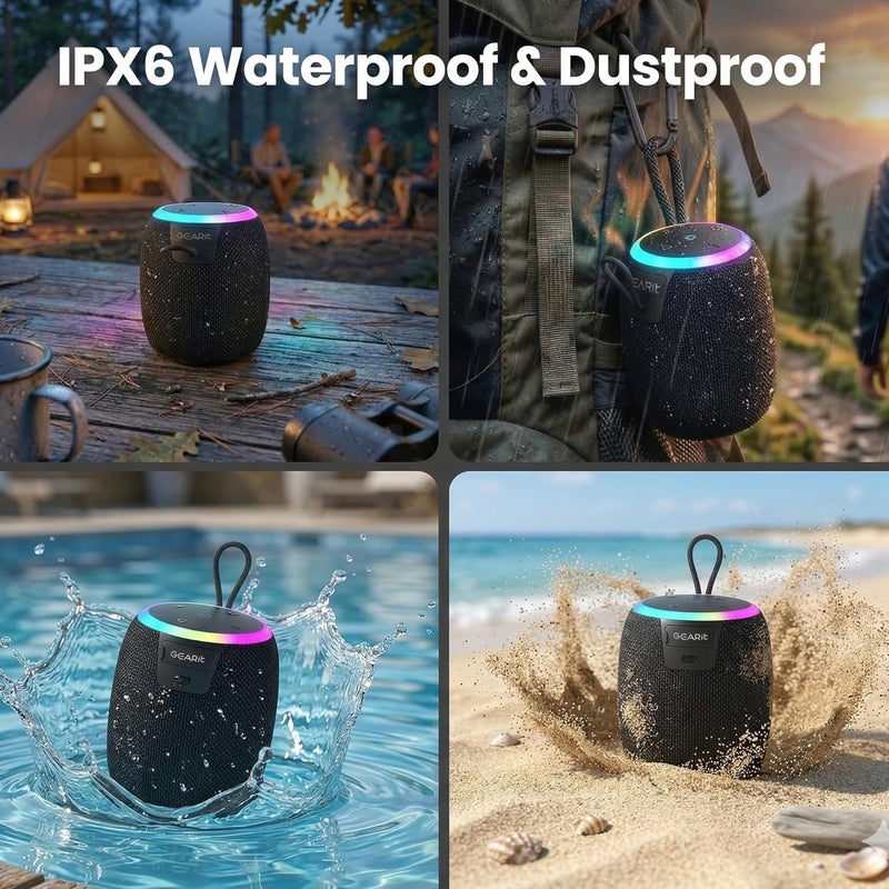 GearIT Portable Bluetooth Speaker Wireless with 15W Loud Sound - IPX6 Water-Resistant Speakers - Fast Connect 5.3 Bluetooth, AUX, and TWS Pairing - Perfect for Gift/Home/Outdoor/Party - Image 4