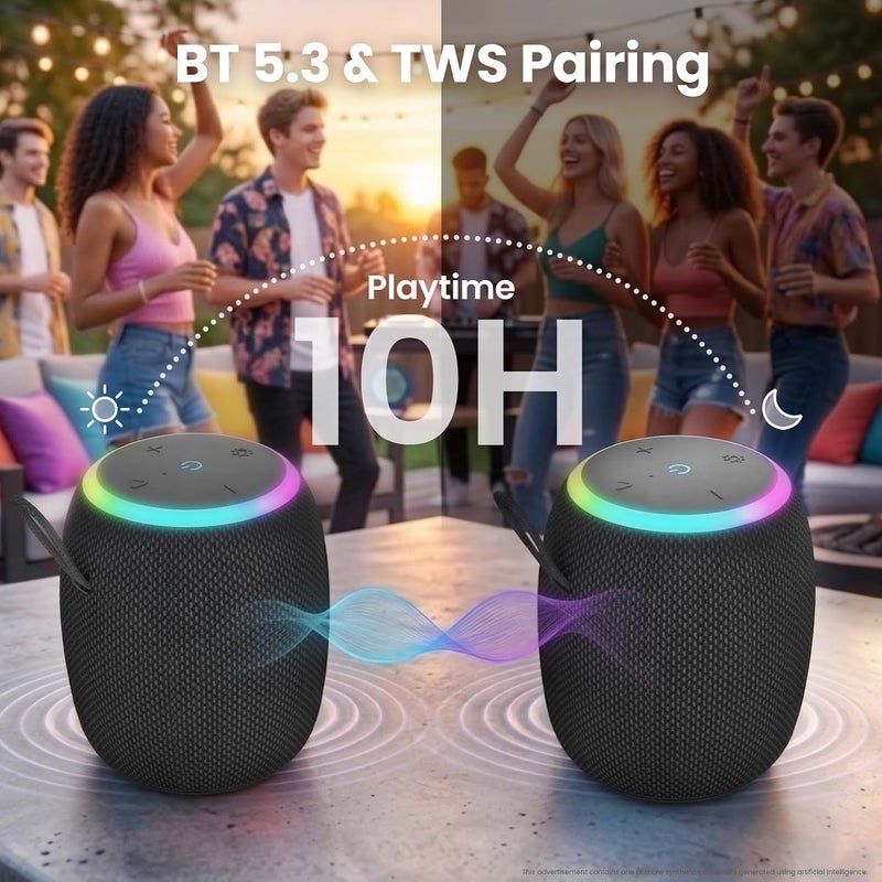 GearIT Portable Bluetooth Speaker Wireless with 15W Loud Sound - IPX6 Water-Resistant Speakers - Fast Connect 5.3 Bluetooth, AUX, and TWS Pairing - Perfect for Gift/Home/Outdoor/Party - Image 3