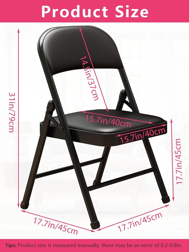 KAOCHA Cost effective fine quality 1 Pack Bulk Folding Chairs with Padded Cushion, Single Black Steel Metal Frame Foldable Chair for Indoor and Outdoor, Portable Stackable Commercial Seat for Bedroom Patio Party Event Compact design - Image 2