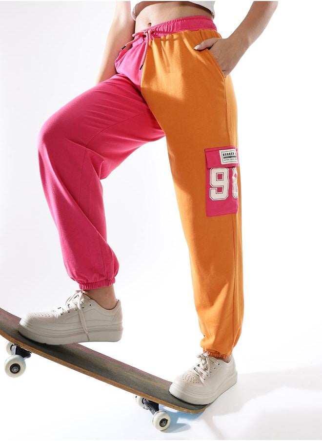Hubberholme Women Printed Colourblocked Cotton Relaxed-Fit Cargo Track Pants  - Image 2