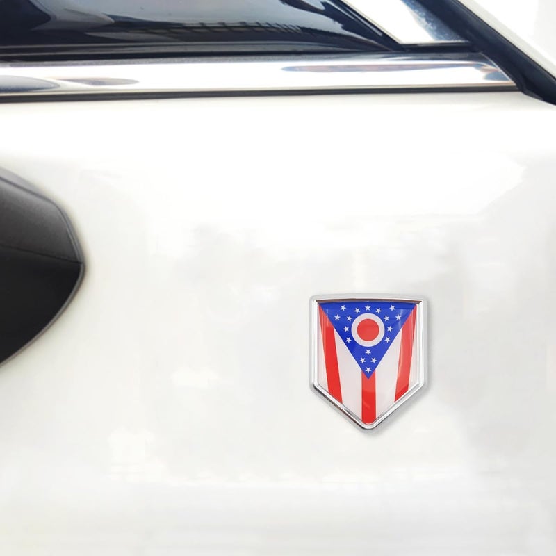 Overdecor Ohio Flag Decal Stickers Car Emblem Ohio Car Accessories Decorations Chrome Shield Flag Sticker Decals for Cars Truck Vehicles, 2 Pack - Image 4