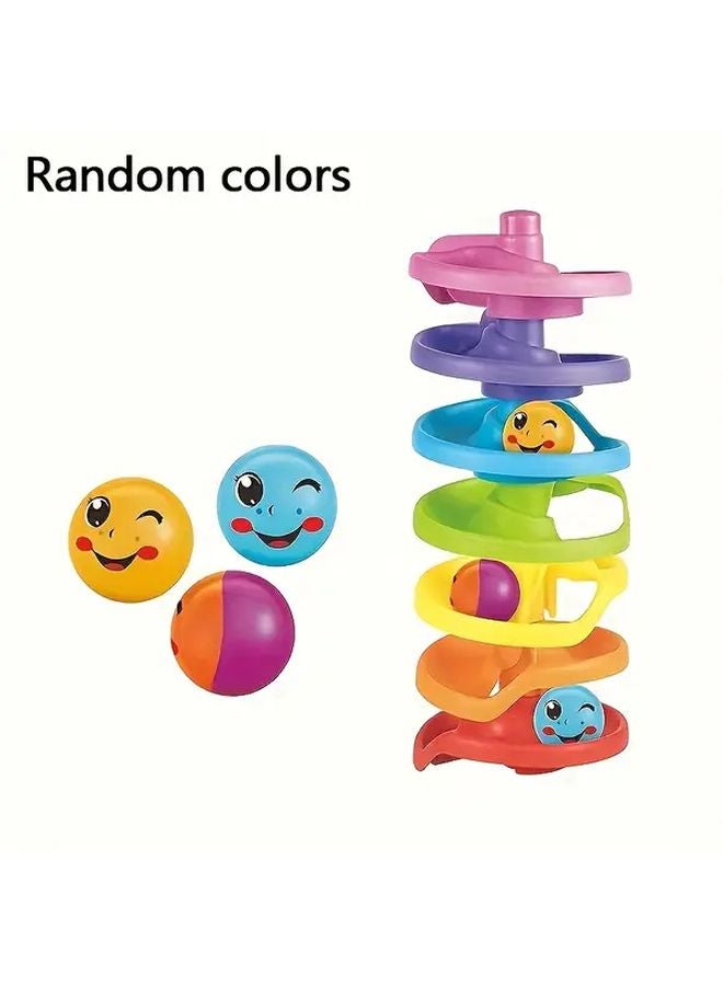 Colorful Rolling Ball Stacking Toy Set Educational Shape Recognition Kids Gift - Image 1