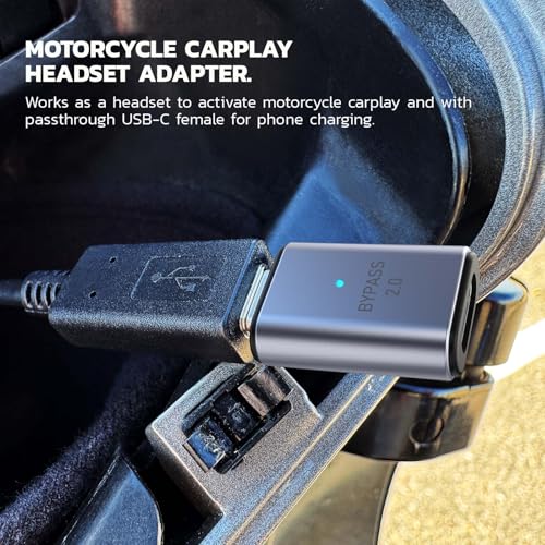 MaedHawk Bypass 2.0 Motorcycle CarPlay Bluetooth Headset Adapter with Passthrough USB-C Charging Port (Grey) - Image 2