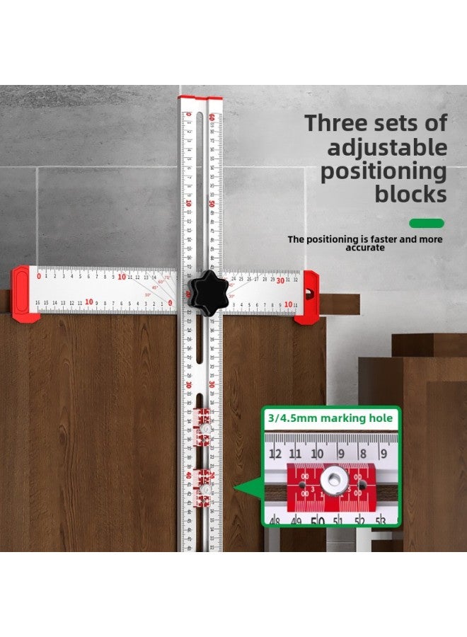 Woodworking Combination T-shaped Ruler Angle Ruler 90 Degree Ruler Aluminum Alloy Multi-function Ruler Positioning Sliding Measuring Ruler-Model:90cm Vacuum Titanium Plating/laser Scale  - Image 5