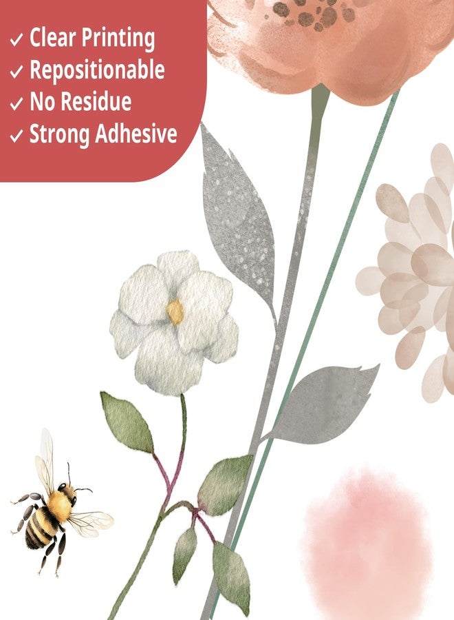 DECOWALL SG2-2421 Watercolor Boho Flowers Wall Decal Stickers Décor Home Wildflower Floral Dandelion Grass Plants Baby Nursery Girls Bedroom Kids Living Room Bee Peel and Stick Art Flower Vintage - Image 4