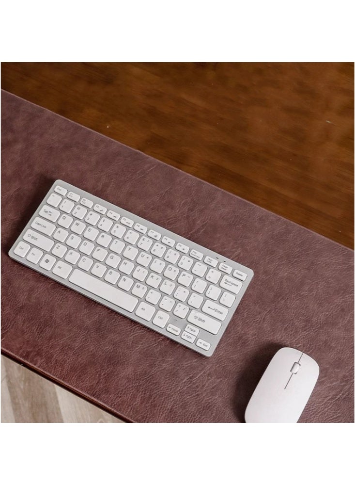 600×300×2mm Solid Color Leather Simple Style Desk Pad Protector Non-slip Pu Leather Desk Blotter Laptop Desk Pad Waterproof Desk Writing Pad for Office and Home Applicable Game Office Learning Dark Brown  - Image 3