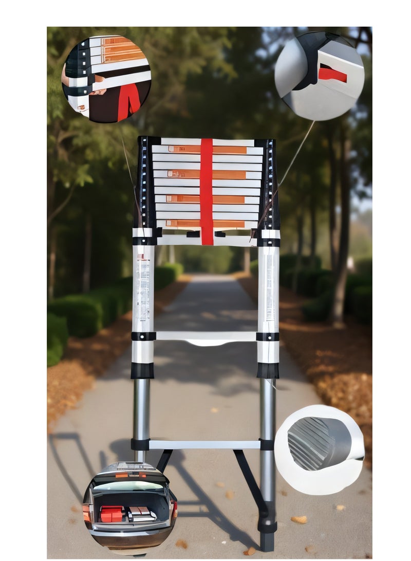 Telescopic Ladder 5M | Aluminum Extension Straight Ladder | Portable Multi-Purpose Folding Step Ladder for Home, Office & Outdoor Use - Image 2