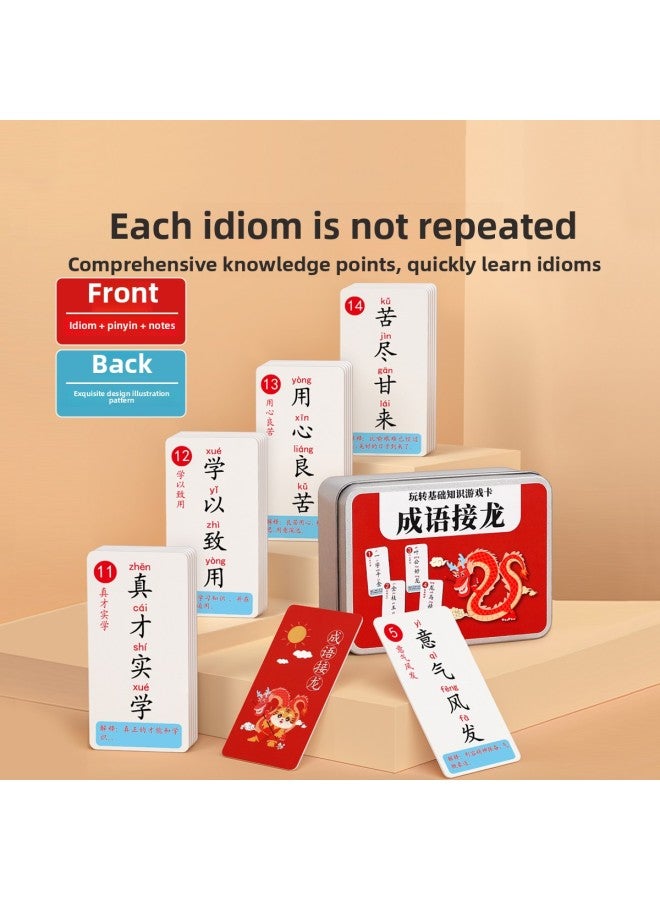 Idioms Solitaire Poker Primary School Students Card Educational Toys Card Children Look At The Chart Guess Card Game Words-Specifications:3 Boxes [325 Idiom Solitaire + 336 Knowledge Energy Cards]