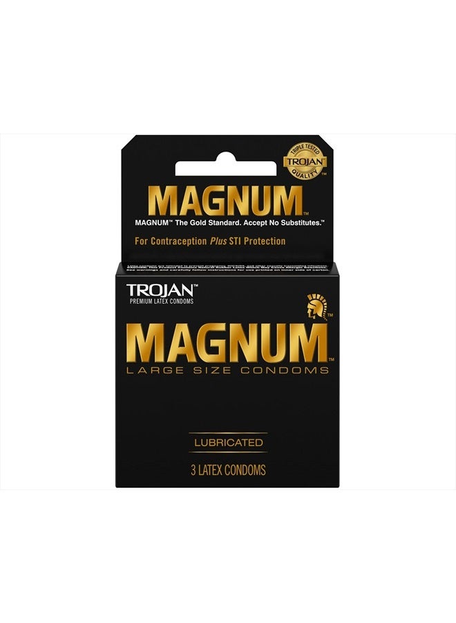 Trojan Magnum Lubed Size 3 Ct Trojan Magnum Large Sized Lubricated Condoms 3ct - Image 1