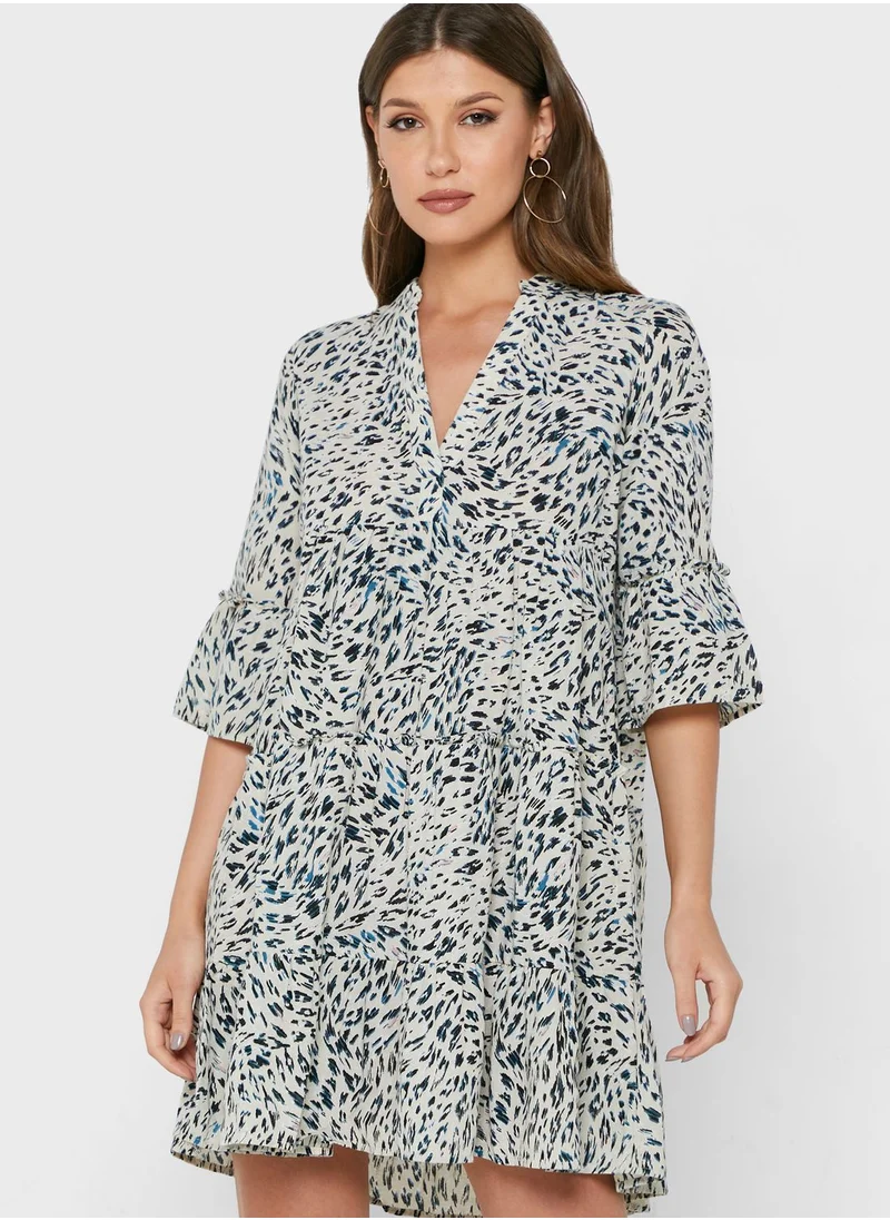 VERO MODA Printed Pleat Detail Dress