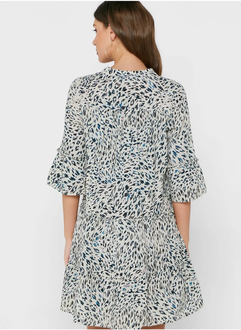 VERO MODA Printed Pleat Detail Dress