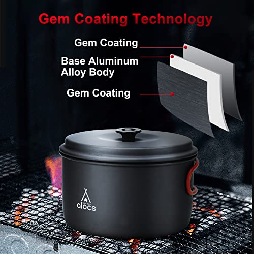 Alocs Camping Cookware, Aluminum Camping Cooking Set Camp Kitchen, Portable Camping Pots and Pans Set Essentials Mess Kit for Backpacking, Outdoor Cooking and Picnic - Image 3