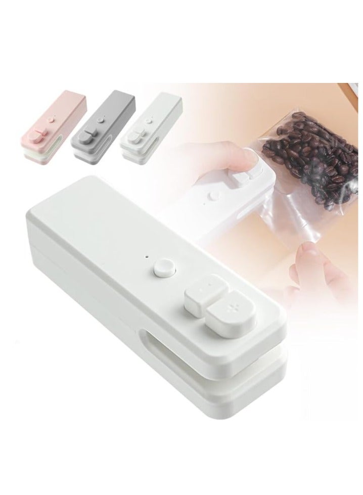 عربست آلة غلق أكياس صغيرة، ترقية 2025، آلة غلق حرارية 2 في 1 مع قاطع، آلة غلق صغيرة قابلة لإعادة الشحن عبر USB، أداة غلق حرارية، آلة غلق أكياس طعام محمولة مفرغة من الهواء لأكياس بلاستيكية وأكياس وجبات خفيفة (أبيض) - Image 1