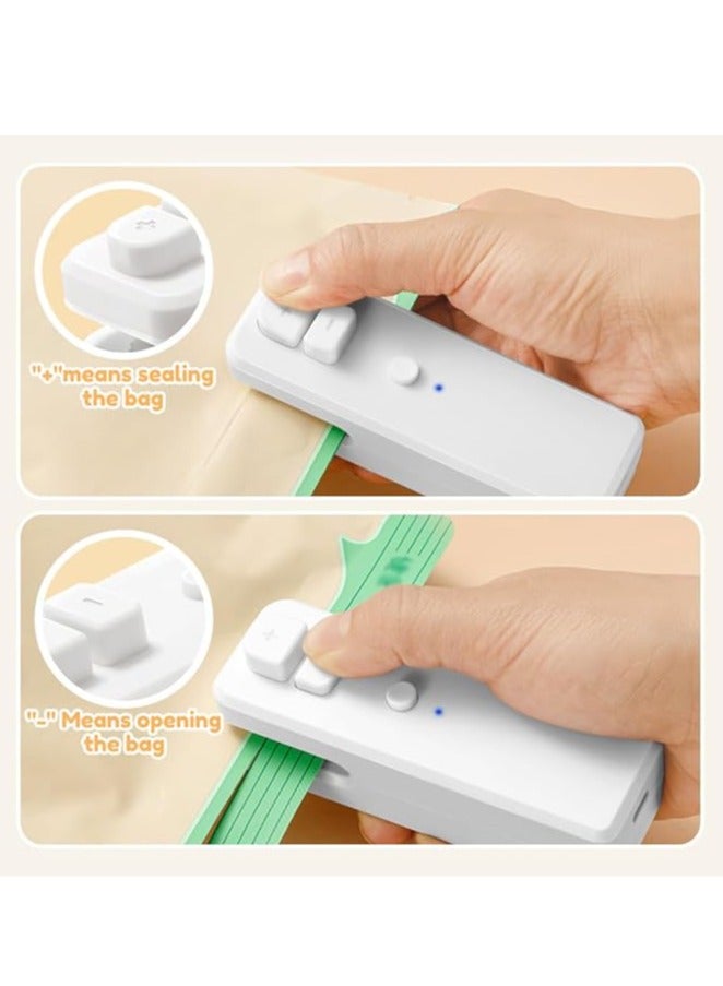 عربست آلة غلق أكياس صغيرة، ترقية 2025، آلة غلق حرارية 2 في 1 مع قاطع، آلة غلق صغيرة قابلة لإعادة الشحن عبر USB، أداة غلق حرارية، آلة غلق أكياس طعام محمولة مفرغة من الهواء لأكياس بلاستيكية وأكياس وجبات خفيفة (أبيض) - Image 2
